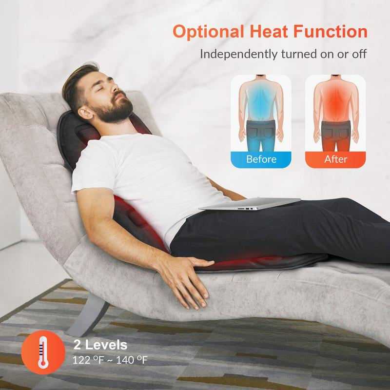 COMFIER Back Massager, 10 Motors & 3 Heat Levels Chair Massager, Adjustable Vibration Heating Pad ,Massage Seat Cushion, Mild Comfort, App Control