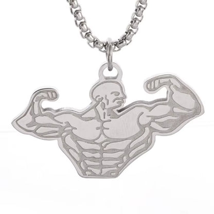 Titanium Steel Dumbbell Pendant Gym Fitness Equipment Barbell Necklace Domineering Muscular Men Fitness Leisure Sports Jewelry