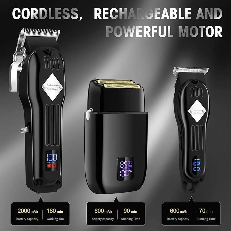 Professional Hair Clipper Set, 1 Set Electric Hair Trimmer Kit, LCD Display Hair Clipper Set, Hair Cutting Kit, Winter Gifts for Men, Christmas Gift, Stocking Fillers, New Year Gift, Winter