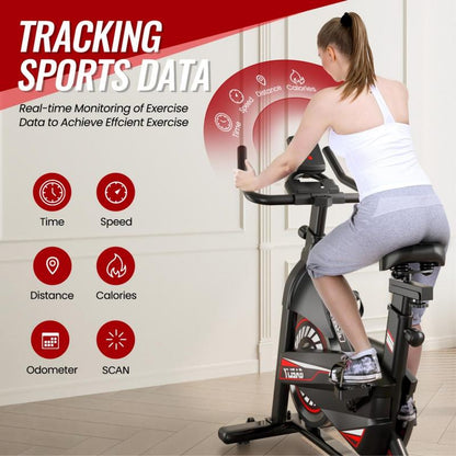 Exercise Bike-Stationary Bikes Indoor Cycling Bike,Cycle Bike Belt Drive Indoor Exercise Bike with LCD Monitor and Comfortable Seat Cushion