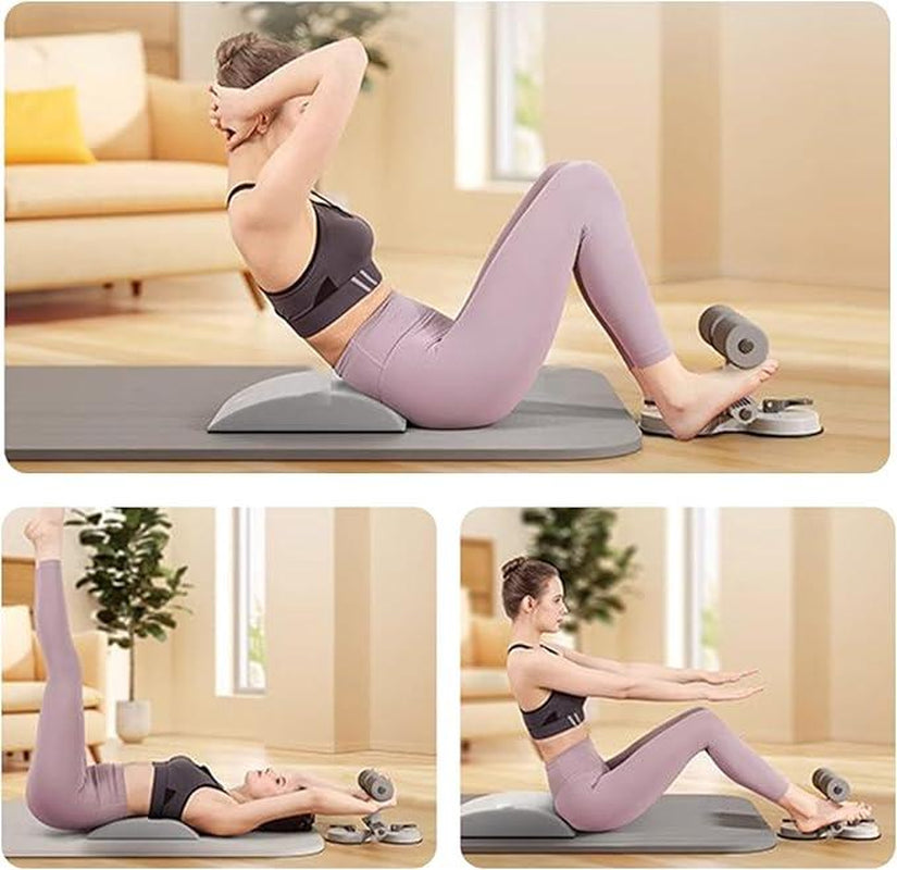 Sit up Bar Floor, Portable Sit up Exercise Equipment with 2 Strong Suction Cups and Adjustable Foot Holder, Abs Master Assistant Device for Home Workout with Massage Roller