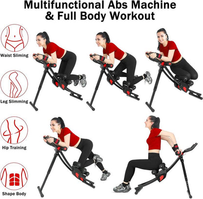 Abdominal Workout Equipment Ab Machine Home Gym Strength Training Ab Cruncher Foldable Fitness Equipment for Stomach Workout