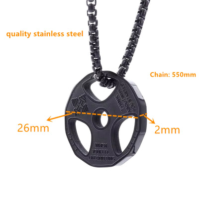 Titanium Steel Dumbbell Pendant Gym Fitness Equipment Barbell Necklace Domineering Muscular Men Fitness Leisure Sports Jewelry