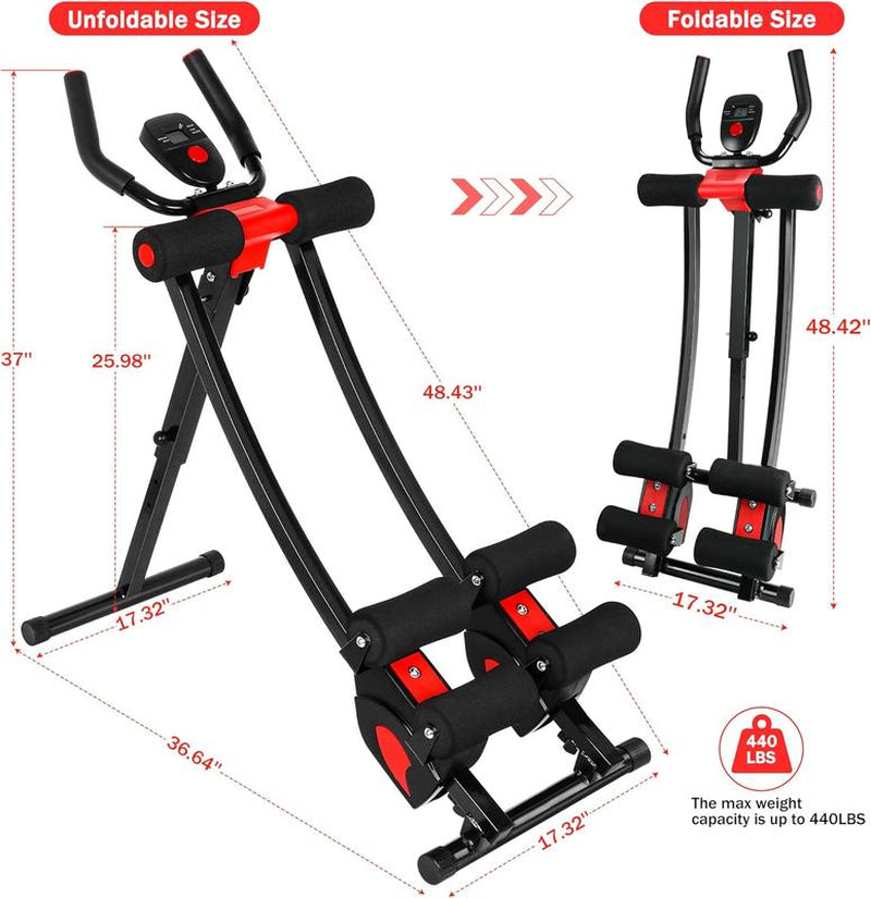 Abdominal Workout Equipment Ab Machine Home Gym Strength Training Ab Cruncher Foldable Fitness Equipment for Stomach Workout