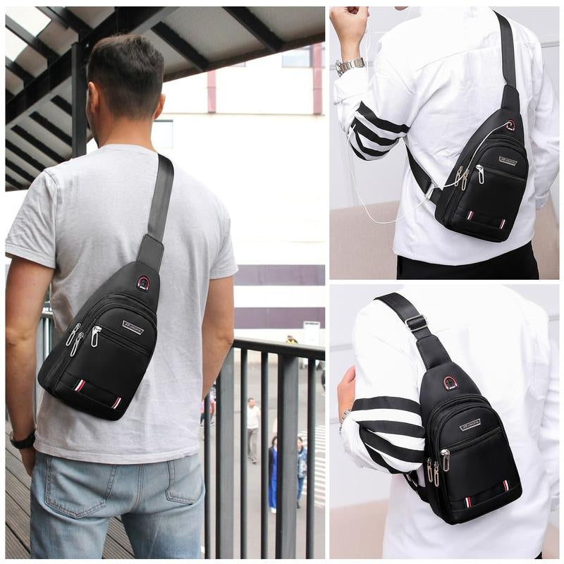 Mens Crossbody Sling Bag Chest Shoulder Fanny Pack Backpack Sport Travel, Canvas Shoulder Bag