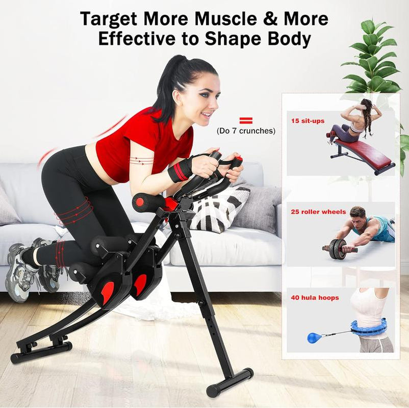 Abdominal Workout Equipment Ab Machine Home Gym Strength Training Ab Cruncher Foldable Fitness Equipment for Stomach Workout