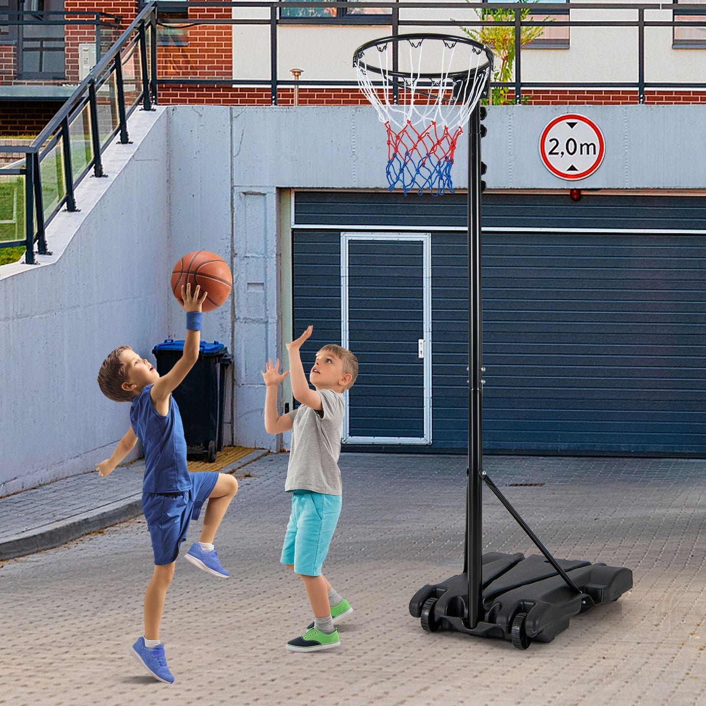 8.5-10 FT Adjustable Basketball Goal with Fillable Base for Kids Teenagers Adults